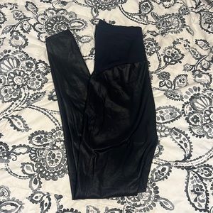 Spanx maternity faux leather leggings
